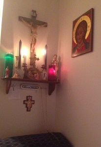 My "beautiful corner" or prayer space with my icon